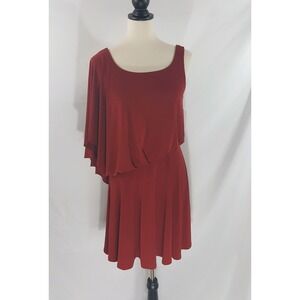 Jessica Simpson Womens Red One Shoulder Flutter Sleeve Dress Size 4